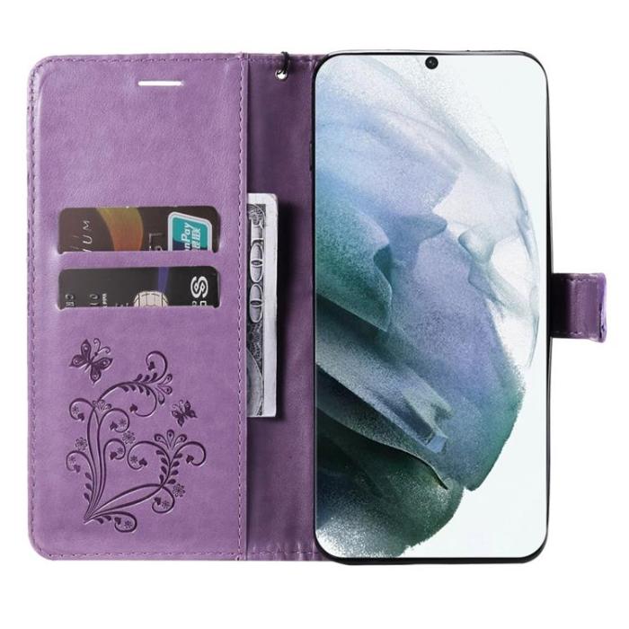 A-One Brand - Butterfly Imprinted Fodral Galaxy S22 - Lila