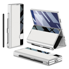 GKK - GKK Galaxy Z Fold 7 Plånboksfodral Pennfack Med Härdat Glas - Silver
