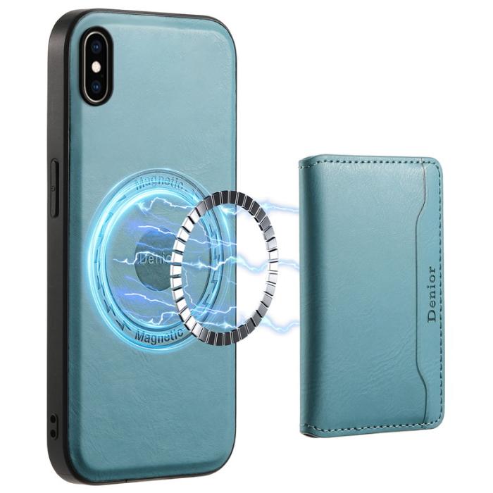 DENIOR - DENIOR iPhone XS Max Fodral Kickstand KonstLäder Blå