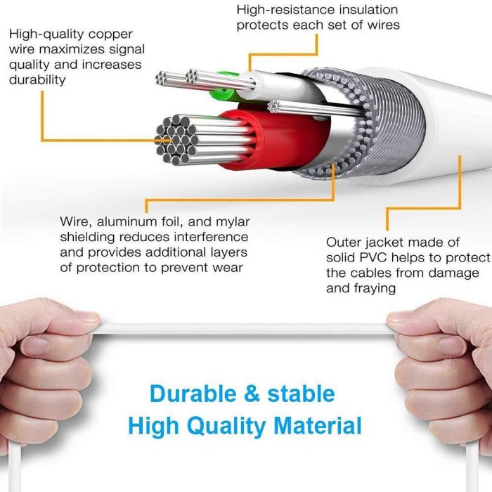 OEM - 0,25M USB till Micro USB kabel - Vit