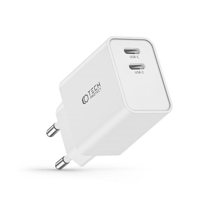 Tech-Protect - Tech-Protect 2-Port Nätverk Laddare C35W - Vit