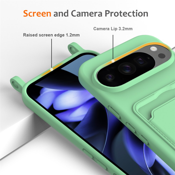 A-One Brand - Google Pixel 10 Pro XL Mobilskal korthållare med Rem - Grön