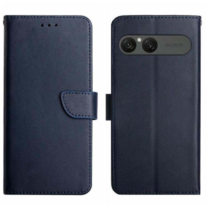 A-One Brand - Sony Xperia 10 VII Plånboksfodral Äkta läder - Blå