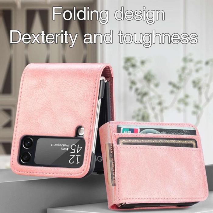 A-One Brand - Galaxy Z Flip 4 Plånboksfodral Portable Folding - Rosa