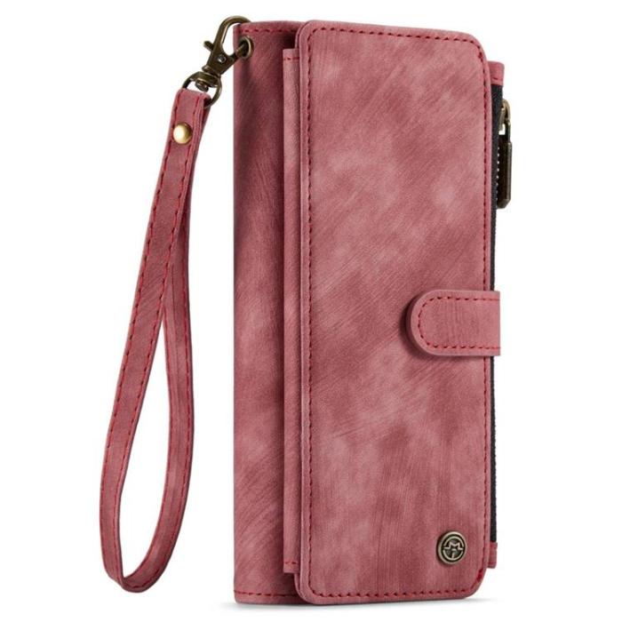 Caseme - CASEME Galaxy Z Fold 4 Plånboksfodral Zipper PU-Läder Stativ - Röd