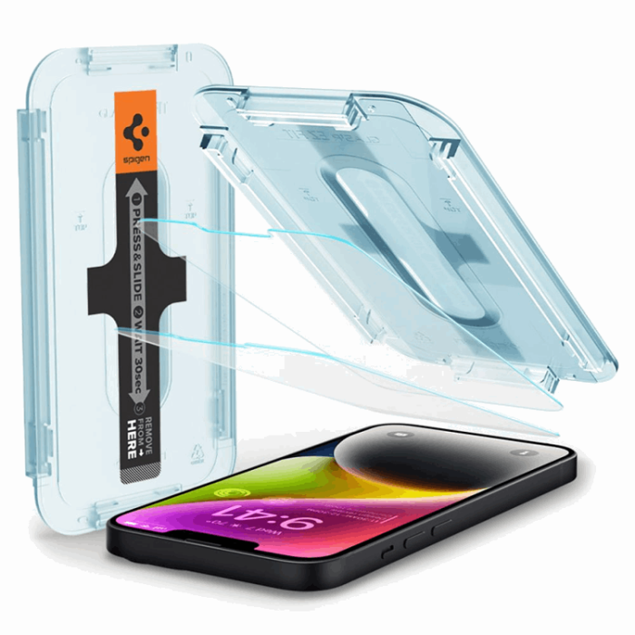 Spigen - Spigen EZ Fit iPhone 14/13 Pro/13 Härdat Glas Skärmskydd (2 Pack)
