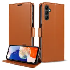 OEM - Pl&aring;nboksfodral f&ouml;r Samsung Galaxy S26 Magnetiskt Konstl&auml;der RFID - Brun