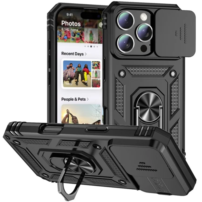 OEM - iPhone 16 Pro Max Mobilskal Defender Slide - Svart