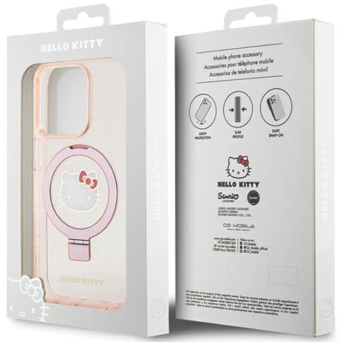 Hello Kitty - Hello Kitty iPhone 15 Pro Mobilskal Magsafe Ringhållare Glitter Electrop Logo
