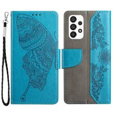 A-One Brand - Butterfly Flower Imprinted Plånboksfodral Galaxy A13 4G - Blå