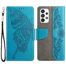 A-One Brand - Butterfly Flower Imprinted Pl&aring;nboksfodral Galaxy A13 4G - Bl&aring;