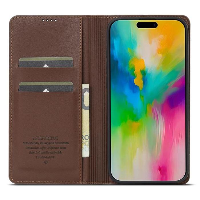 LC.imeeke - LC.IMEEKE iPhone 17 Plånboksfodral PU Läder - Brun