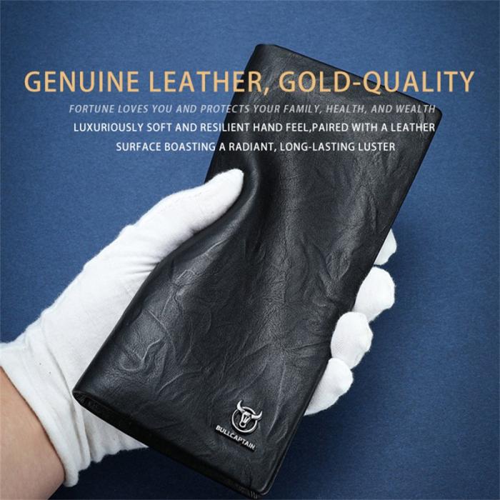 BULLCAPTAIN - BULLCAPTAIN Läderplånbok Bifold Herr Business Casual Svart