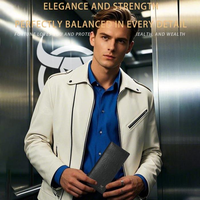 BULLCAPTAIN - BULLCAPTAIN Läderplånbok Bifold Herr Business Casual Svart