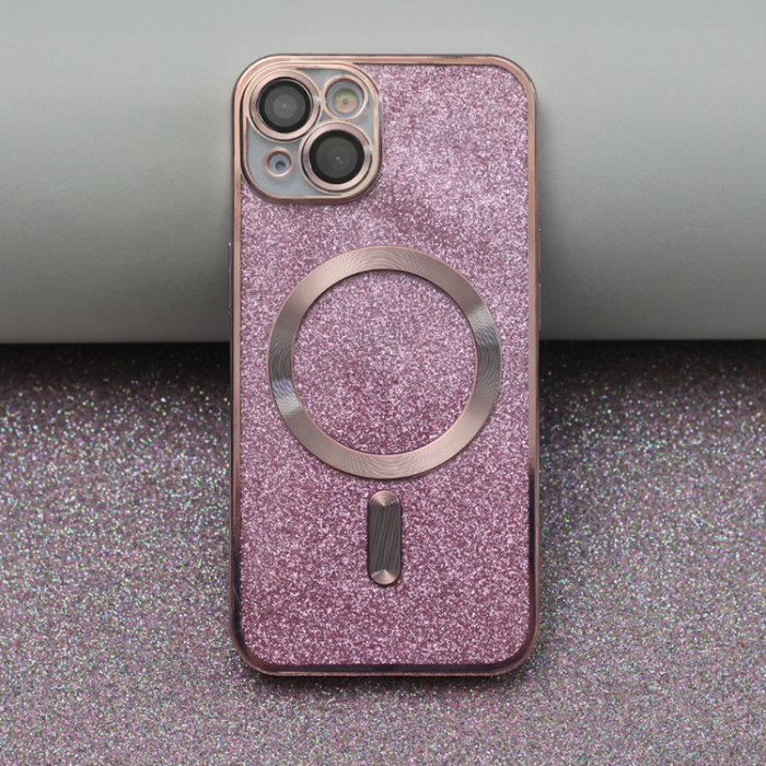 OEM - iPhone 15 Mobilskal MagSafe Glitter Chrome - Rosa