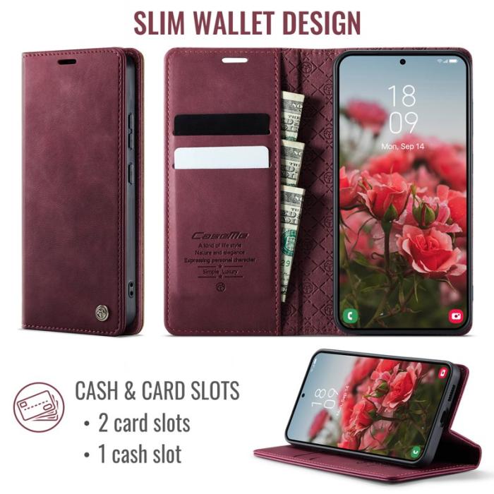 Caseme - CASEME 033 Fodral för Samsung Galaxy S22 5G Konstläder Röd