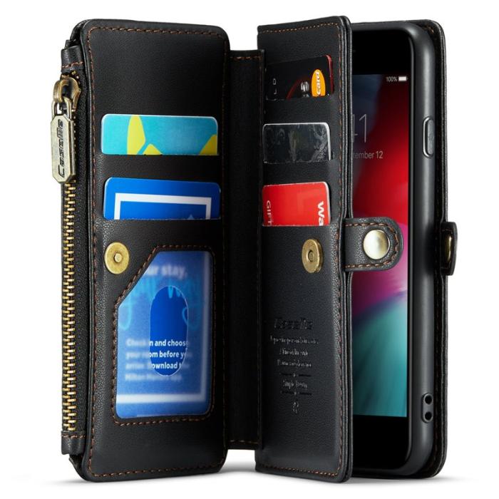 Caseme - CASEME Plånboksfodral Konstläder för iPhone 6/6s/7/8/SE 2020/2022 - Svart