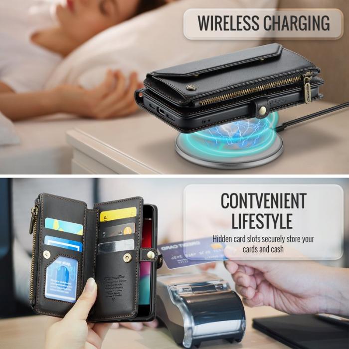 Caseme - CASEME Plånboksfodral Konstläder för iPhone 6/6s/7/8/SE 2020/2022 - Svart