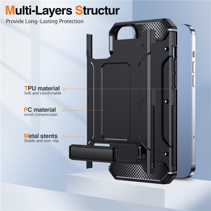 OEM - iPhone 14 Plus Mobilskal Kickstand Shockproof - Svart