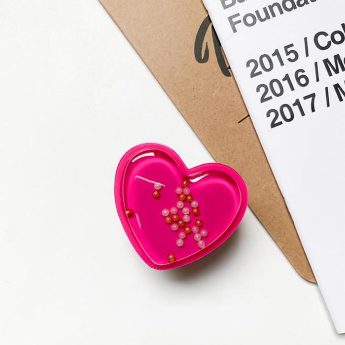 UTGATT1 - Heart Beads Popup Hållare - Mörkrosa