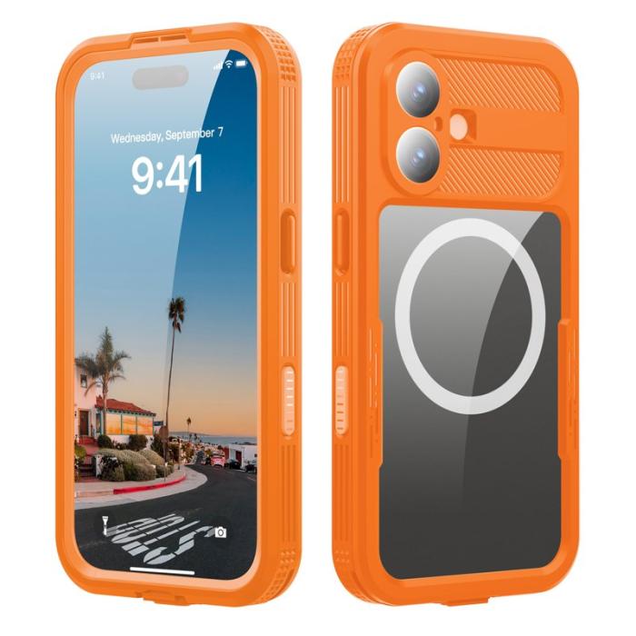 SHELLBOX - SHELLBOX iPhone 17 Vattentåligt Fodral MagSafe Transparent Orange