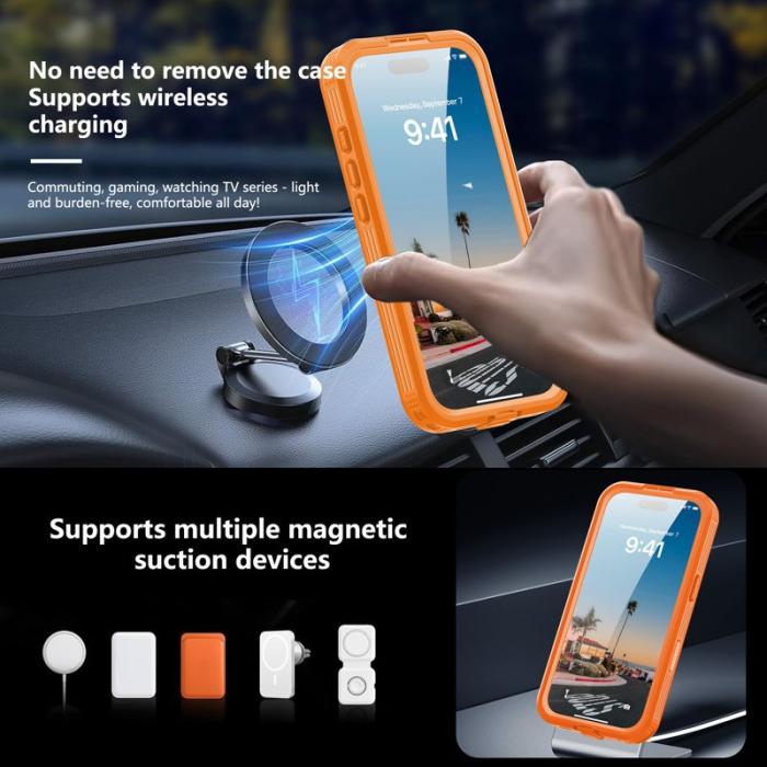 SHELLBOX - SHELLBOX iPhone 17 Vattentåligt Fodral MagSafe Transparent Orange
