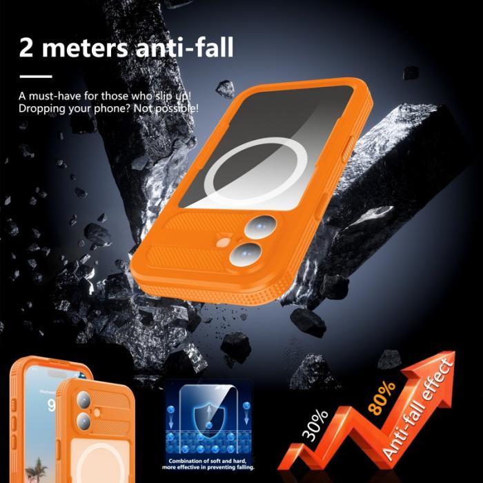 SHELLBOX - SHELLBOX iPhone 17 Vattentåligt Fodral MagSafe Transparent Orange