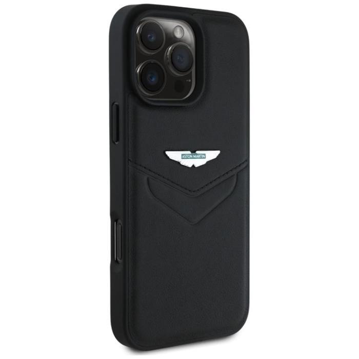 Aston Martin - Aston Martin iPhone 16 Pro Mobilskal Läder Victory Design - Svart