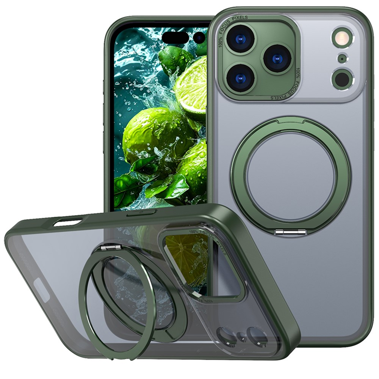 Mobilskal till iPhone 17 Pro Ring Kickstand TPU PC - Svartgrön | 2353 | AlltMobil