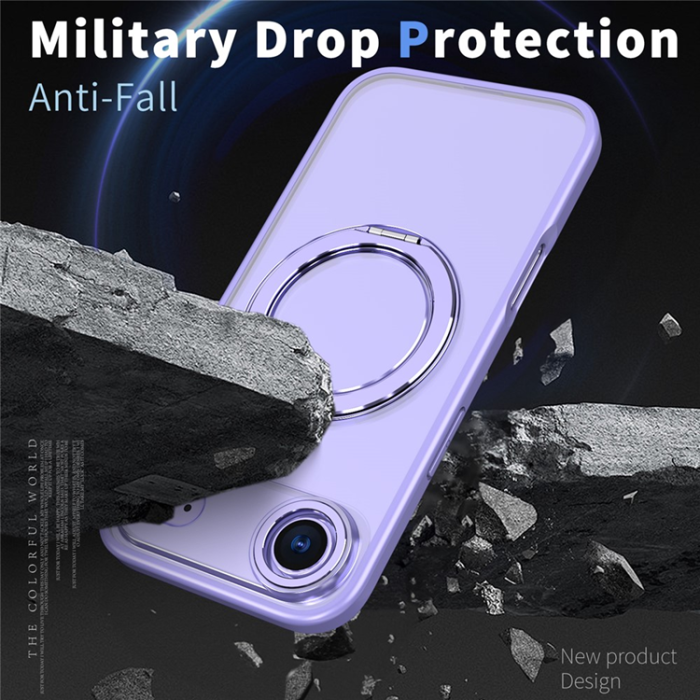A-One Brand - iPhone Air Mobilskal Ring Kickstand TPU PC Clear - Lila