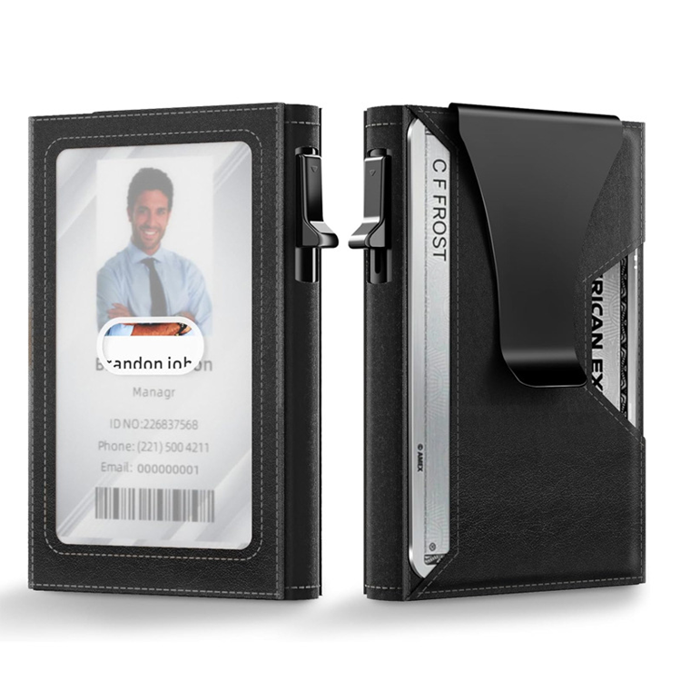 Minimalistisk ID Window Korthållare i Äkta Läder (Svart) | 2353 | AlltMobil