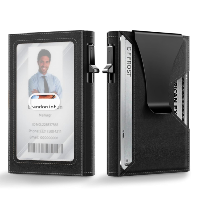 A-One Brand - Minimalistisk ID Window Korthållare i Äkta Läder