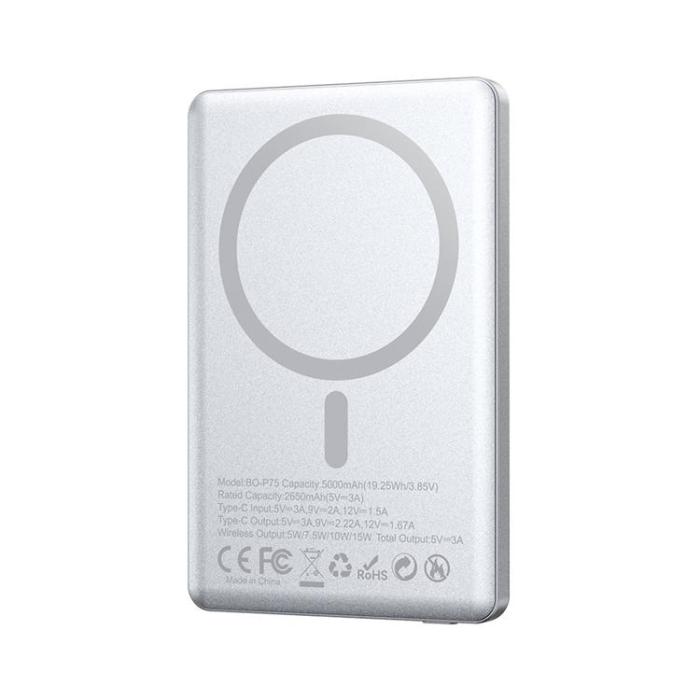 BWOO - BWOO MagSafe Powerbank 5000mAh 20W med Display P75 - Silver