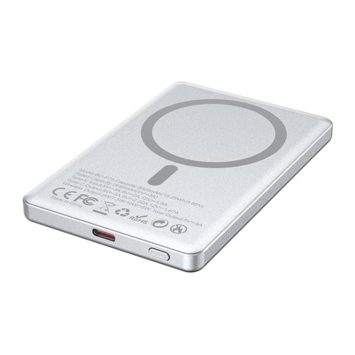 BWOO - BWOO MagSafe Powerbank 5000mAh 20W med Display P75 - Silver