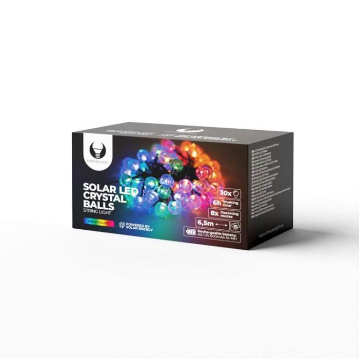 Forever Light - Forever String Light Solar LED Crystal Balls SCB61 6.5m 30 balls - Flerfärgad