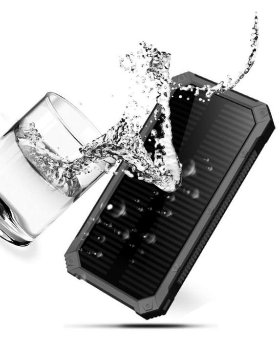 A-One Brand - 10000 mAh Outdoor Powerbank Solcellsladdare - Svart
