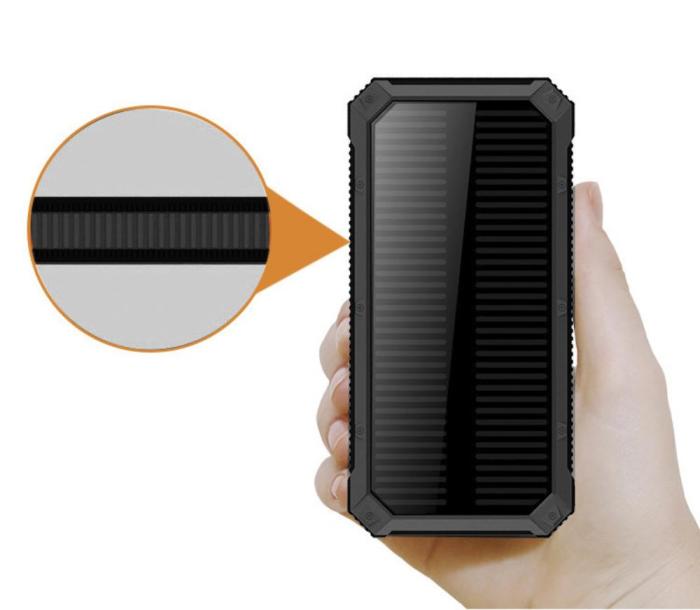 A-One Brand - 10000 mAh Outdoor Powerbank Solcellsladdare - Svart