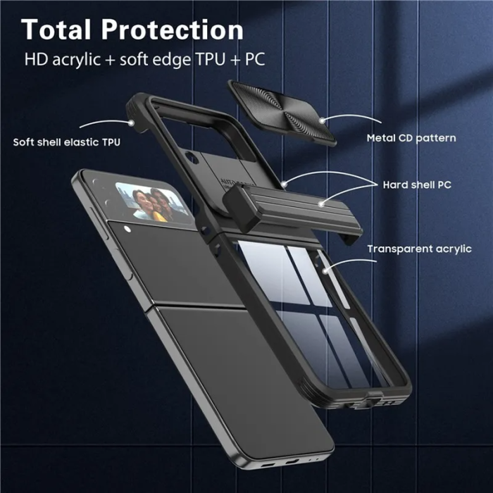 OEM - Galaxy Z Flip 4 Mobilskal 360 Kamera Slider - Svart
