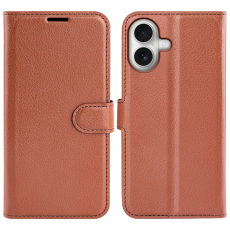Amorus - AMORUS iPhone 17 Plånboksfodral Flipstativ Litchi - Brun