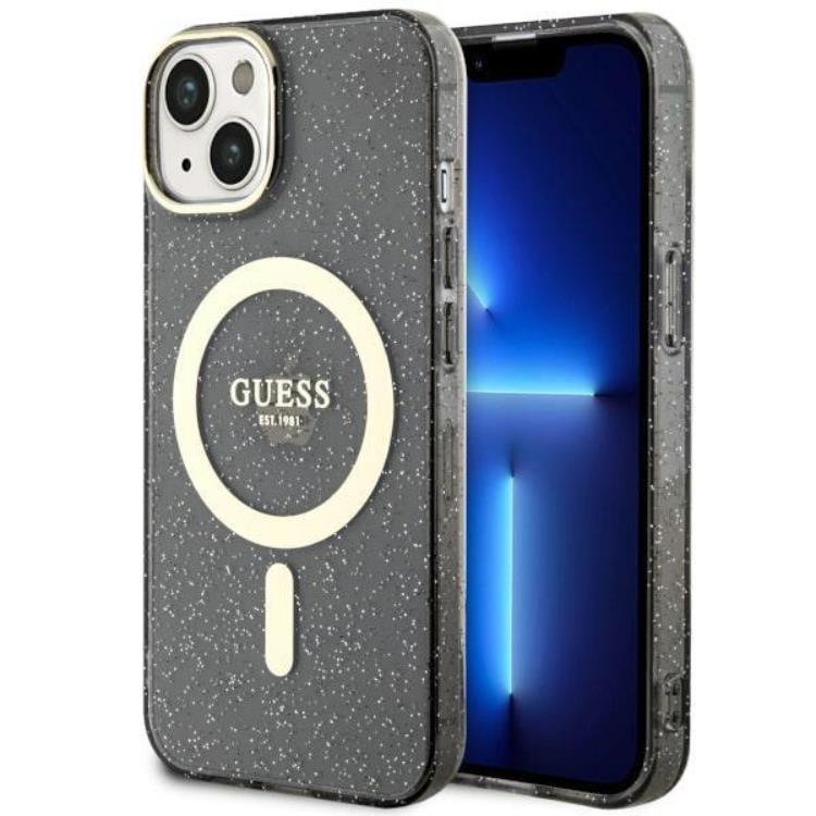 Guess iPhone 14 Plus Mobilskal MagSafe Glitter Guld - Svart | 2353 | AlltMobil