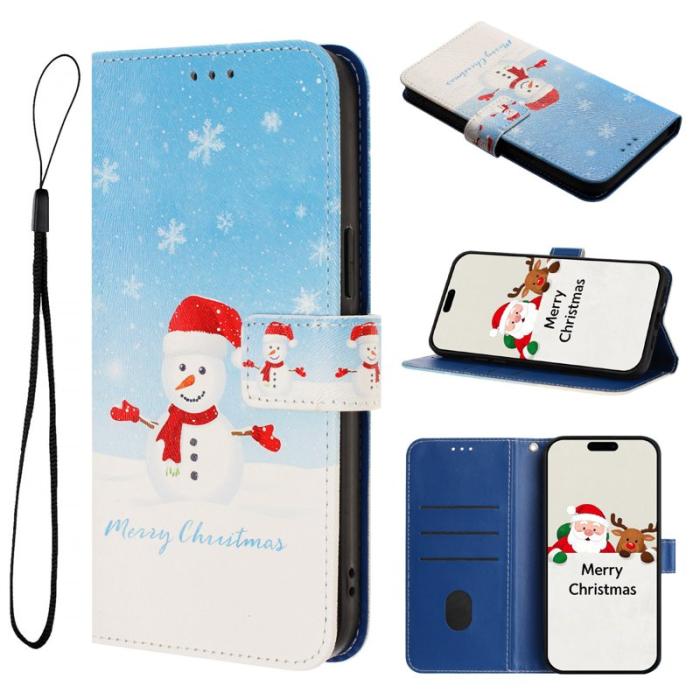 OEM - Samsung Galaxy S26 Ultra Fodral Konstläder Julmönster - Snöflinga Snögubbe