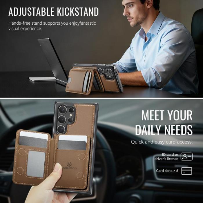 OEM - JEEHOOD Samsung Galaxy S24 Ultra Fodral KonstLäder - Brun