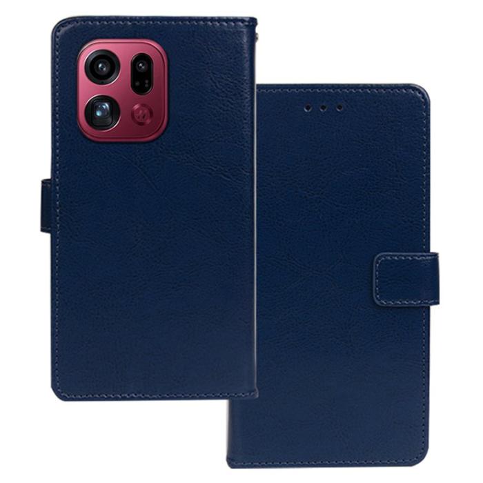 IDEWEI - IDEWEI Oppo Find X9 Pro Plånboksfodral Konstläder Crazy Horse Textur - Blå