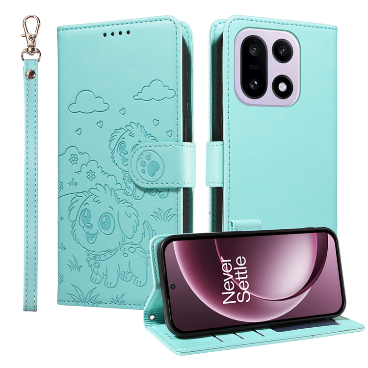 OnePlus 15 Konstläder Plånboksfodral RFID-Skydd Imprinted Dog Pattern | 2353 | AlltMobil