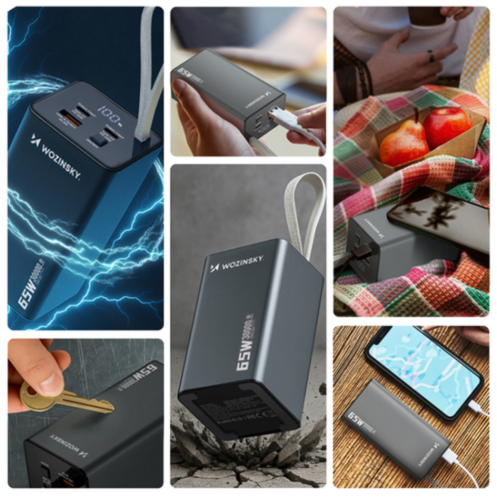 Wozinsky - Wozinsky Powerbank 30000mAh 65W 2xUSB-C 1xUSB-A - Svart