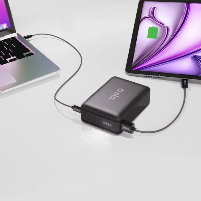 SBS - SBS Powerbank 20000mAh 65W USB-C- USB-A PD AFC - Svart