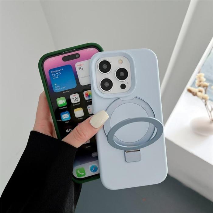 A-One Brand - Mobilskal för iPhone 15 Pro Max MagSafe Liquid Silikon Kickstand - Babyblå