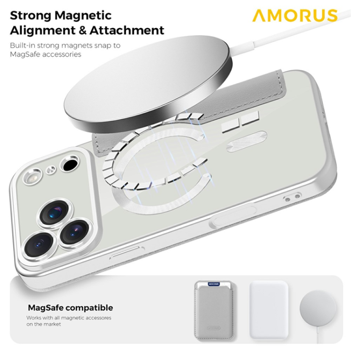 Amorus - AMORUS iPhone 17 Pro Max Plånboksfodral MagSafe RFID - Titangrå