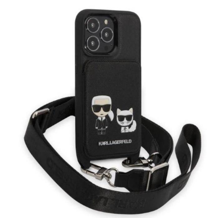 UTGATT5 - Karl Lagerfeld iPhone 13 Pro Max Halsbandsskal Saffiano Karl&Choupette Embossed