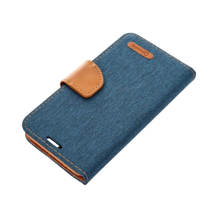 OEM - iPhone 14 Plånboksfodral Canvas Nylon Blå